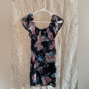 Black Floral Print Dress